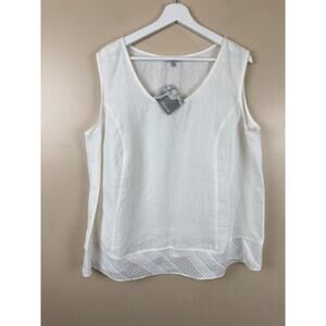 NWT Chesca Women’s White Sleeveless Scoop Neck Top Size 3 Resort Coastal Beach